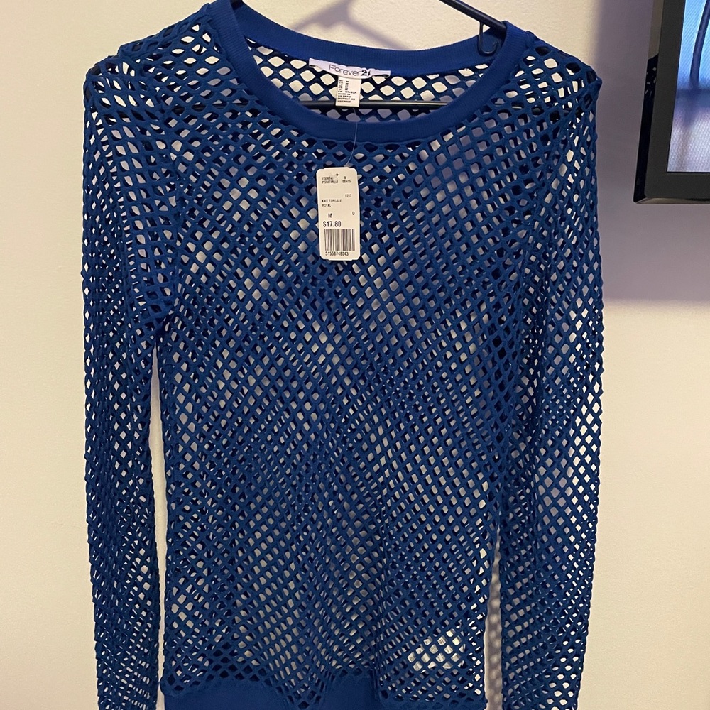 Forever 21 Fishnet Long Sleeve Blouse